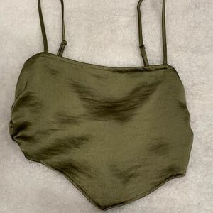 L.A. Hearts PacSun Cropped Back Tie Satin Cropped Top (Green)